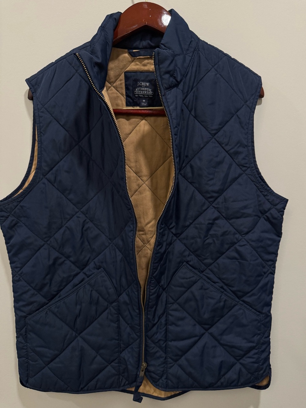 J.Crew Mens Navy Blue Quilted Down Alternative Vest Medium